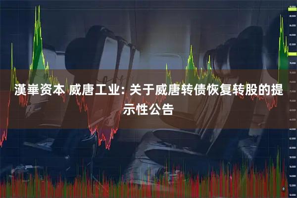 漢崋资本 威唐工业: 关于威唐转债恢复转股的提示性公告